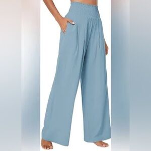 ANRABESS - Women's Wide Leg Palazzo Pants in Smokey Blue